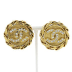 Chanel Coco Mark Earrings Chain Vintage Gold Plated and Rhinestone 23 27.7