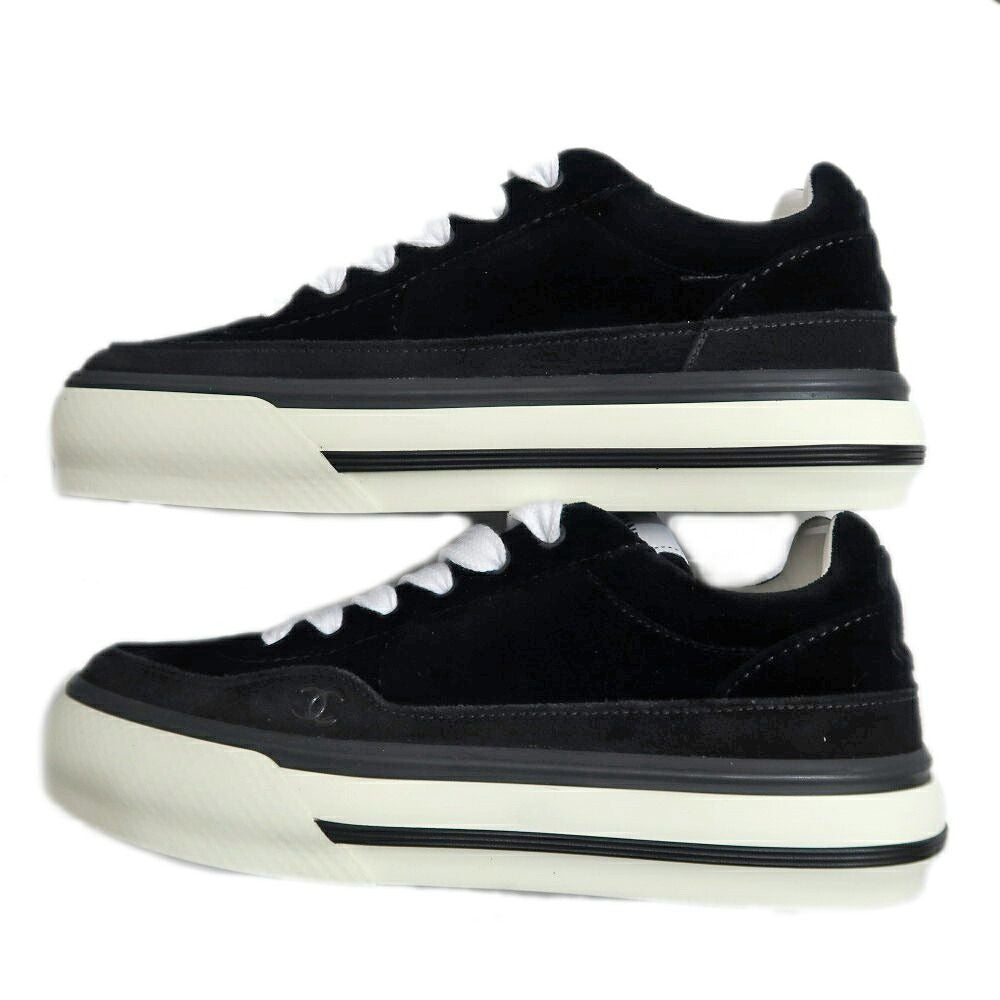 Chanel Suede Sneakers 38 Black Off White — view 4