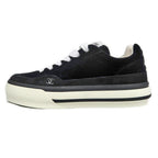 Chanel Suede Sneakers 38 Black Off White