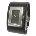 Gucci Bangle Watch SS Leather Quartz Black Dial