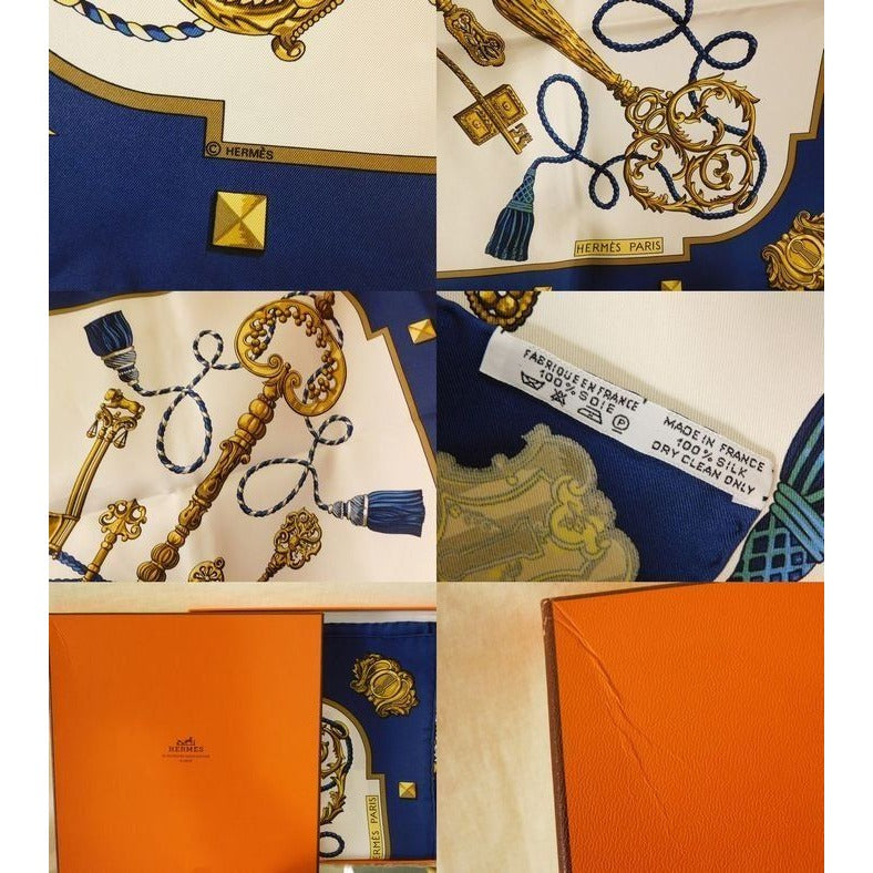 Hermes Lescles Key Pattern Carre 90 Silk Scarf — view 3