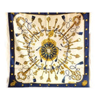 Hermes Lescles Key Pattern Carre 90 Silk Scarf