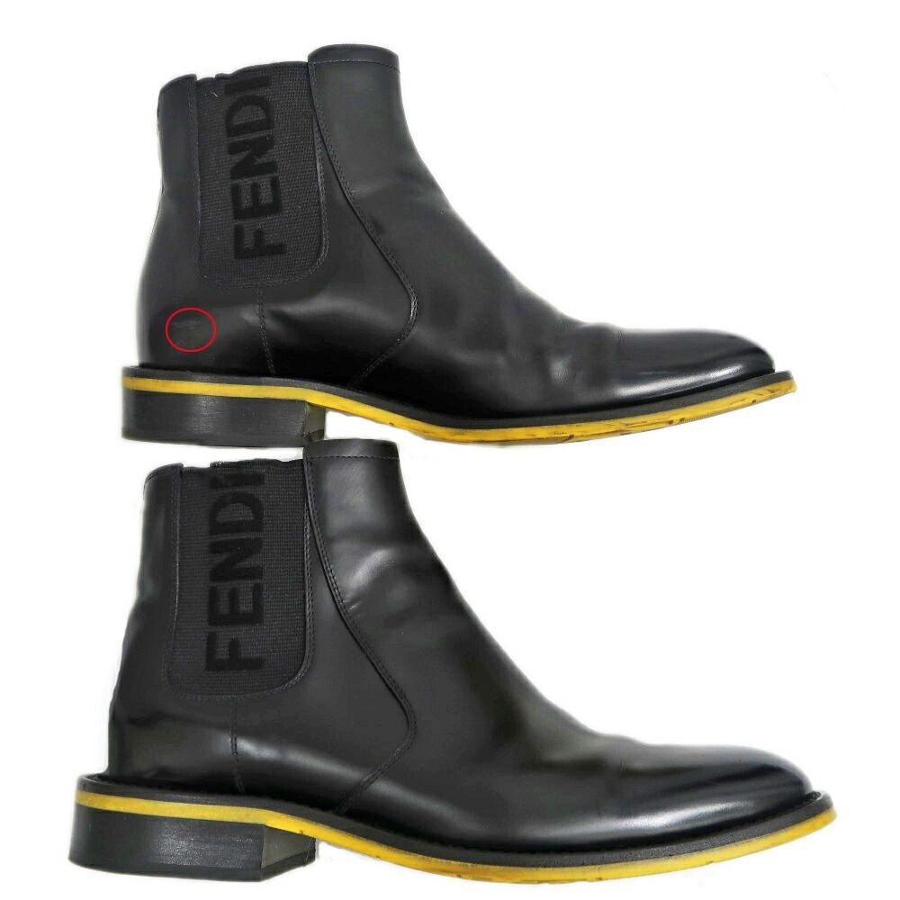 Fendi Side Gore Boots 7 Black with Logo — view 4