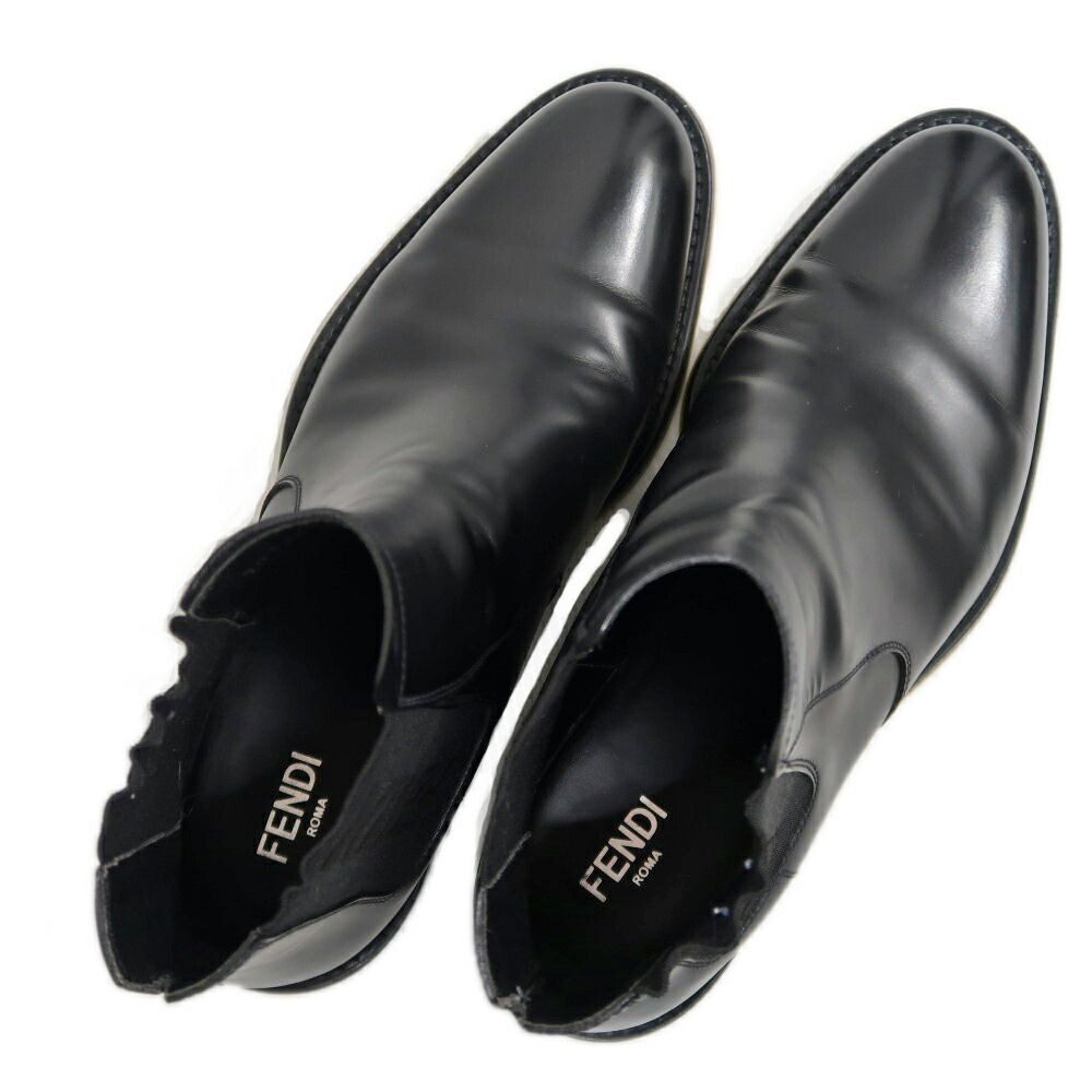 Fendi Side Gore Boots 7 Black with Logo — view 7