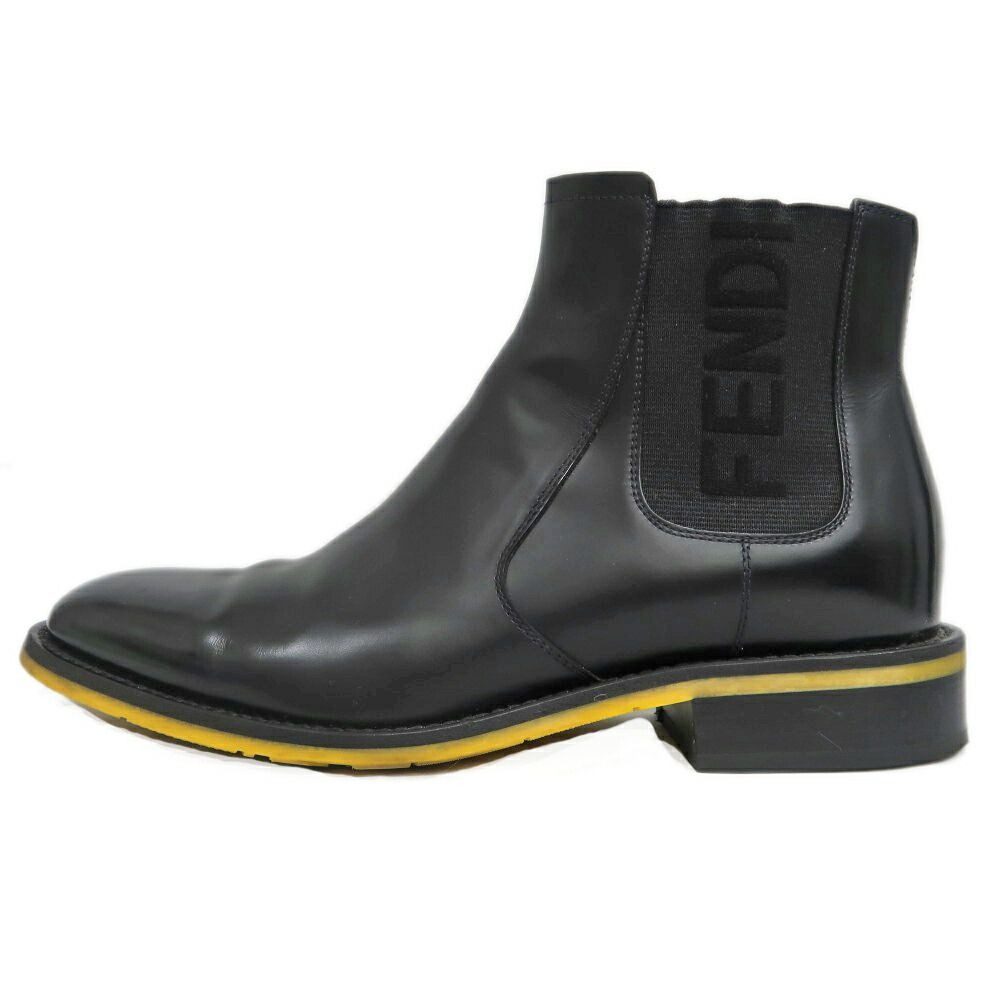 Fendi Side Gore Boots 7 Black with Logo