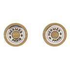 Hermes Serie Wood and Metal Brown Silver 20.3 g Earrings