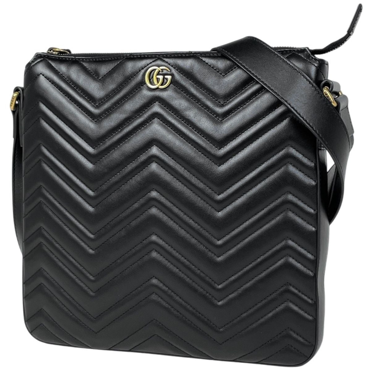 Gucci GG Marmont Shoulder Bag Double Crossbody Leather Black