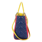 Dior Lady Tricolor Yellow Navy Cannage Quilt Handbag — view 4