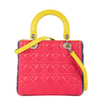 Dior Lady Tricolor Yellow Navy Cannage Quilt Handbag — view 5