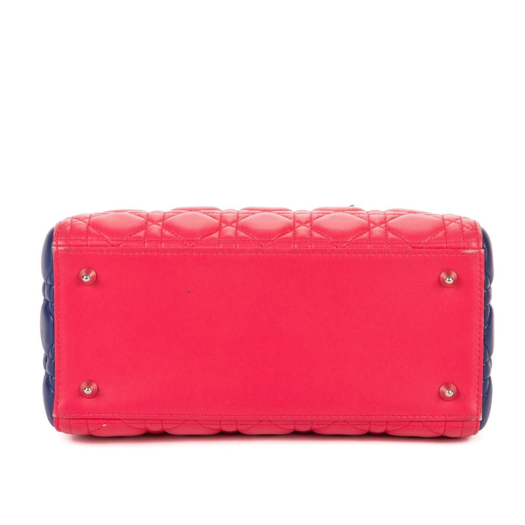 Dior Lady Tricolor Yellow Navy Cannage Quilt Handbag — view 6