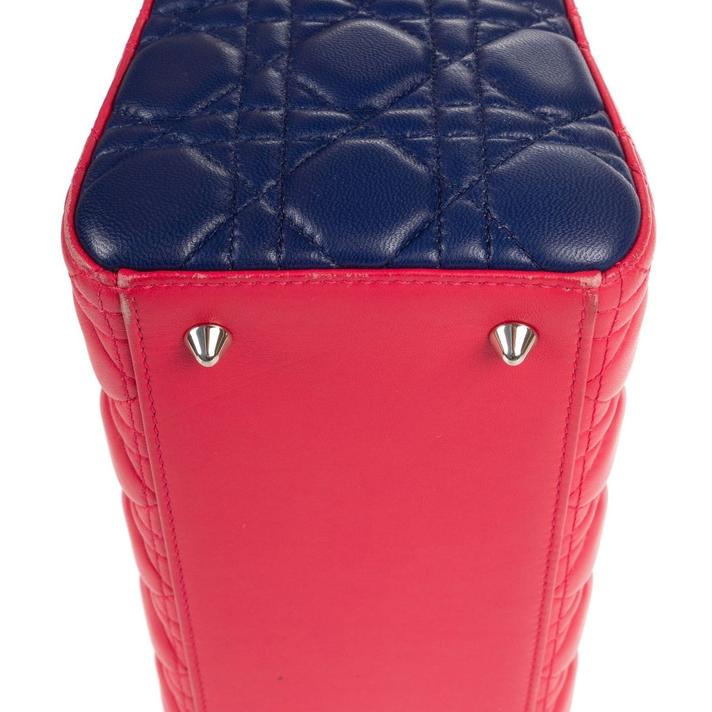 Dior Lady Tricolor Yellow Navy Cannage Quilt Handbag — view 8