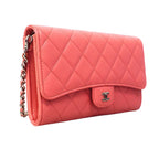 Chanel Shoulder Wallet Quilted Lambskin Pink Silver — view 2