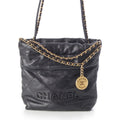 Chanel Caviar Leather 22 Mini Chain Shoulder Bag So Black