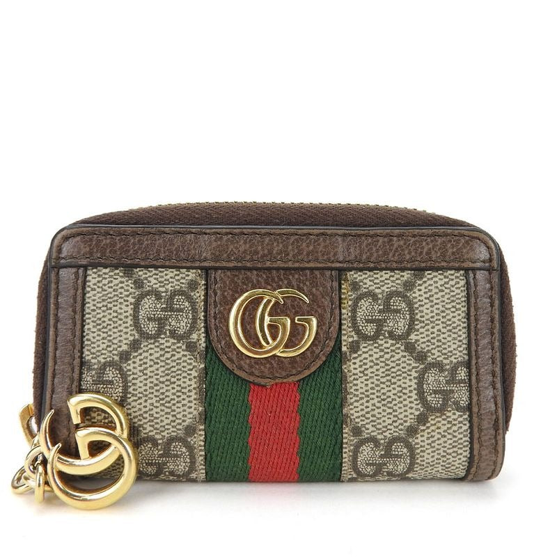 Gucci Key Case Off Dear Sherry Line GG Supreme Canvas Leather Beige