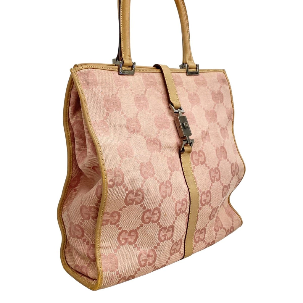 Gucci Handbag GG Canvas Jumbo 002 Pink Beige Silver — view 2
