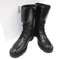 Dior Christian Ground Leather Belt Combat Boots Black 36.5