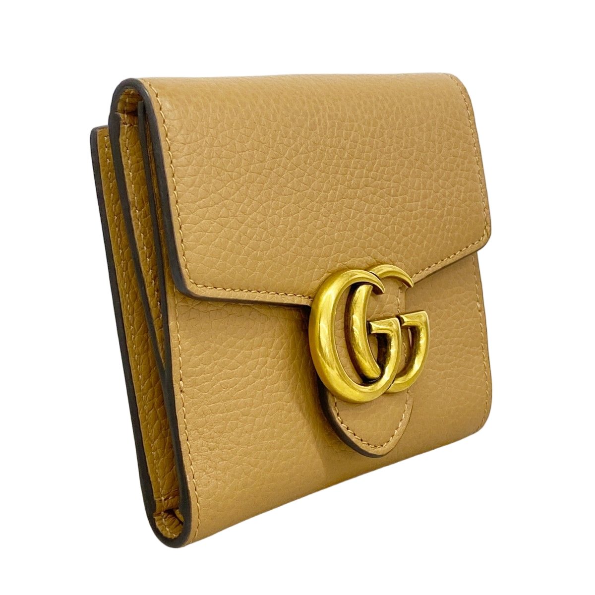 Gucci Wallet GG Marmont Leather Beige Brown Gold — view 2