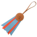 Hermes Paddock Flot Bag Charm Strap Leather Blue Atoll Brown Orange