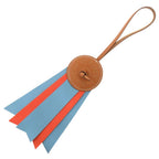 Hermes Paddock Flot Bag Charm Strap Leather Blue Atoll Brown Orange