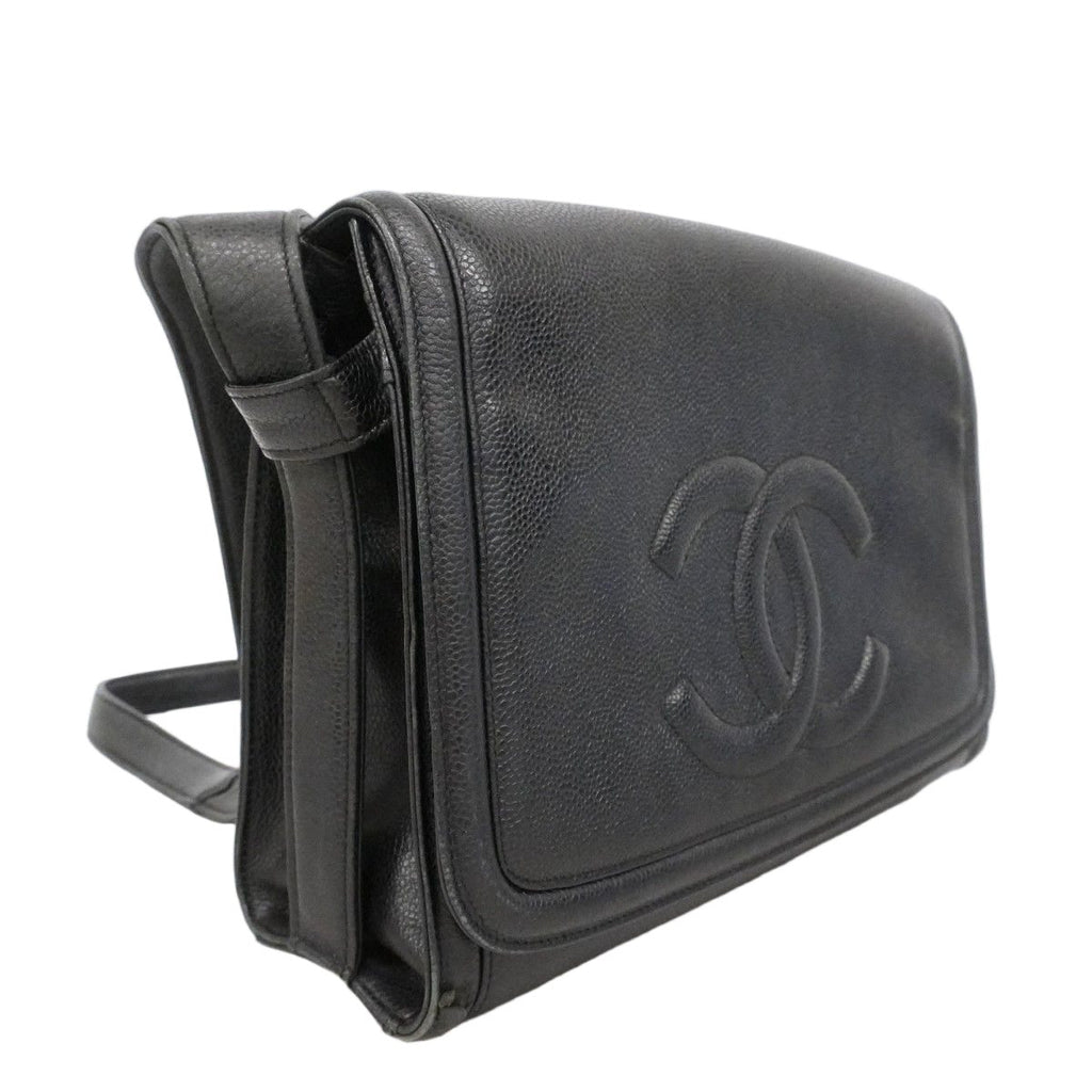 Chanel Shoulder Bag Caviar Leather Black Gold — view 2