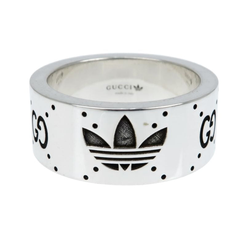 Gucci Adidas Collaboration Ring Engraving Wide Trefoil 17 AG 925 Jewelry