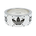 Gucci Adidas Collaboration Ring Engraving Wide Trefoil 17 AG 925 Jewelry