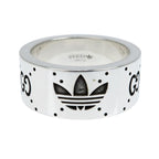 Gucci Adidas Collaboration Ring Engraving Wide Trefoil 17 AG 925 Jewelry — view 2