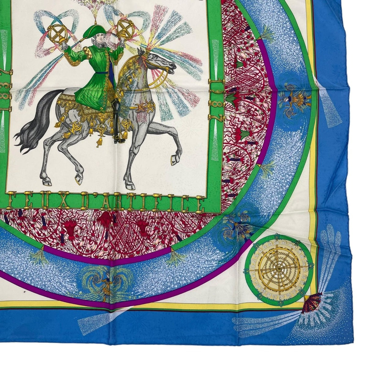 Hermes Scarf Silk Carre 90 Feux D'artifice Light Blue — view 5