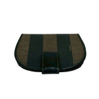 Fendi Pecan Pattern Stripe Logo Leather Bifold Wallet Mini Coin Case Black Brown — view 3