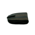 Fendi Pecan Pattern Stripe Logo Leather Bifold Wallet Mini Coin Case Black Brown — view 4