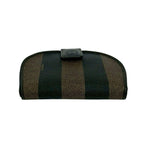 Fendi Pecan Pattern Stripe Logo Leather Bifold Wallet Mini Coin Case Black Brown — view 6