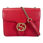 Gucci Cross Gold Chain Interlocking Red Shoulder Bag