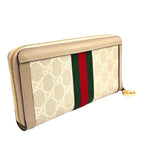 Gucci Ophidia GG Supreme Sherry Line Leather Gray Beige Multicolor Wallet Gold — view 2