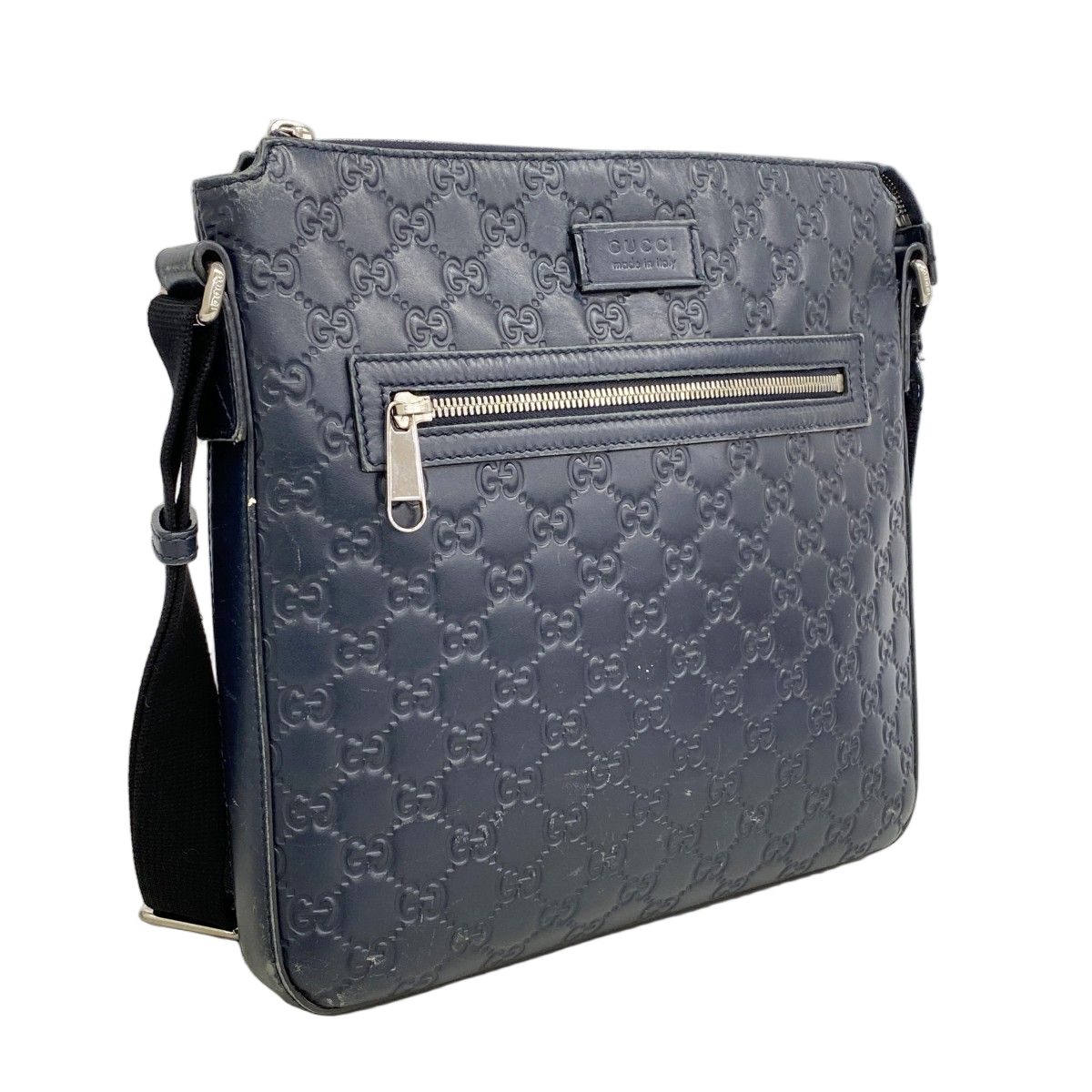 Gucci Shoulder Bag Guccissima Leather Navy Silver — view 2