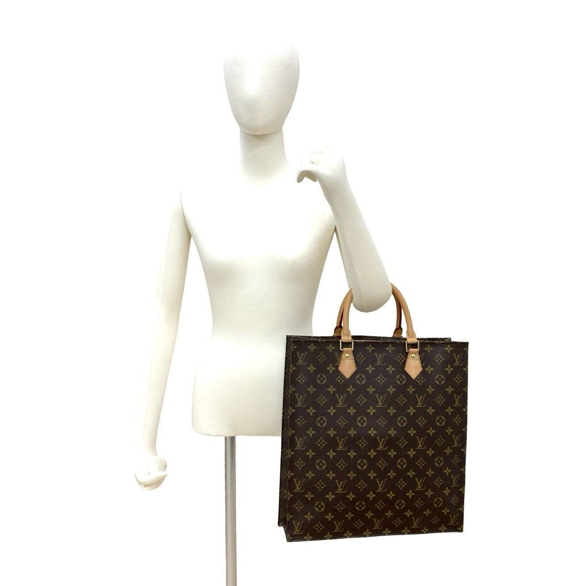 Louis Vuitton Sac Plat Monogram Leather Tote Business Brown — view 2