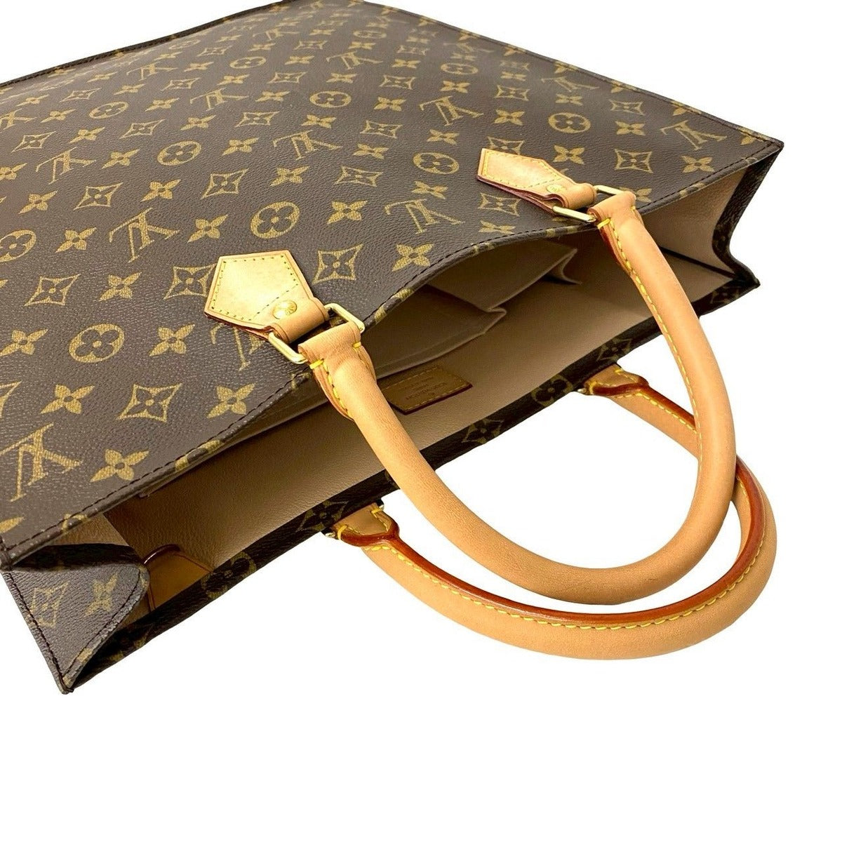 Louis Vuitton Sac Plat Monogram Leather Tote Business Brown — view 4