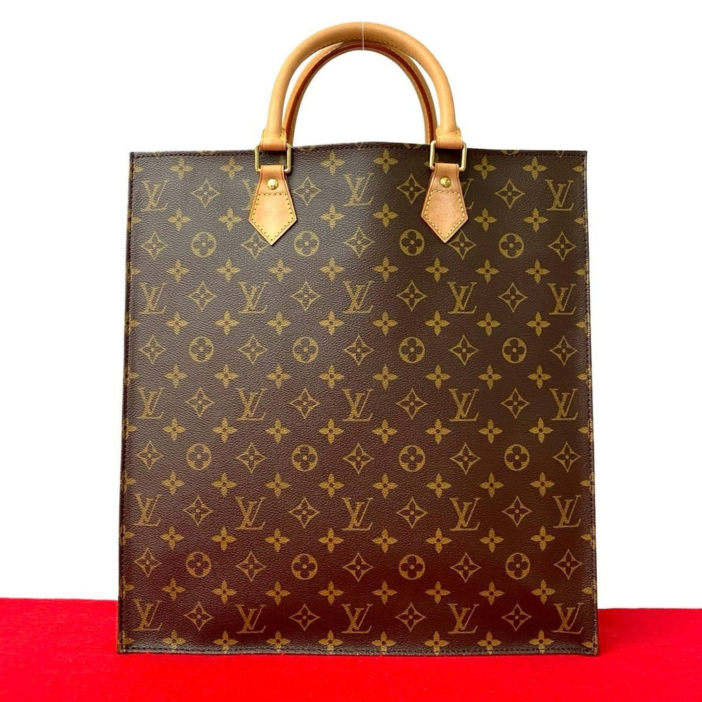 Louis Vuitton Sac Plat Monogram Leather Tote Business Brown