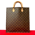 Louis Vuitton Sac Plat Monogram Leather Tote Business Brown