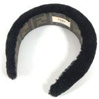 Fendi Headband Fur Mohair Zucca Logo Black