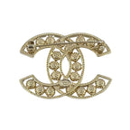 Chanel CC Logo Pearl Faux Gold White Brooch — view 2