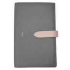 Celine Large Strap Wallet Grained Calf Skin Gray Vintage Pink Bifold