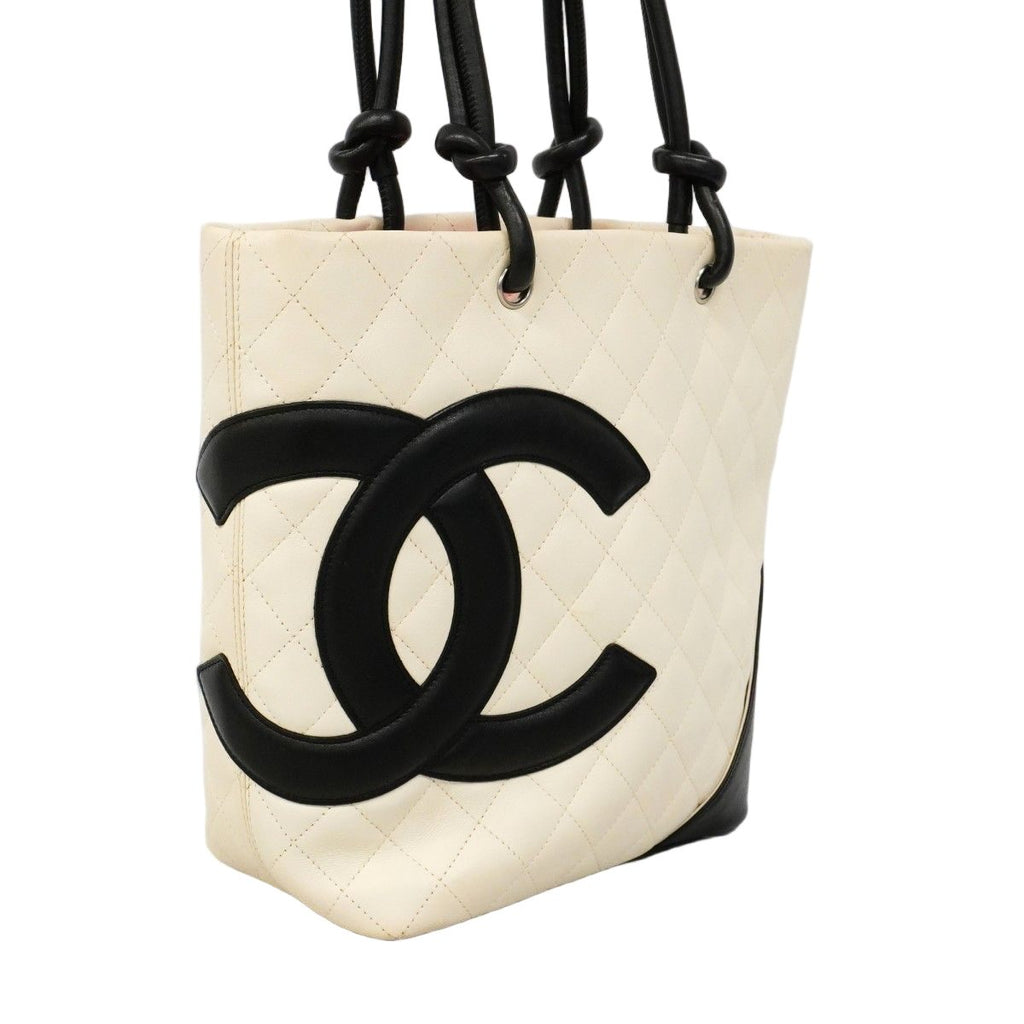 Chanel Tote Cambon Lambskin White Black Silver — view 2