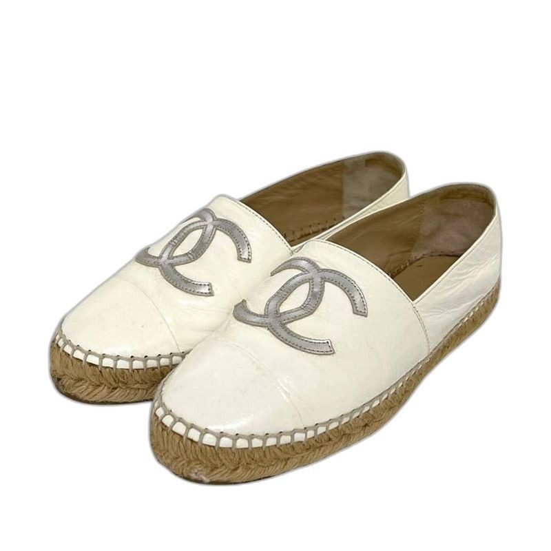 Chanel Espadrilles White CC Logo