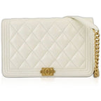 Chanel Chain Wallet Caviar Leather White Gold
