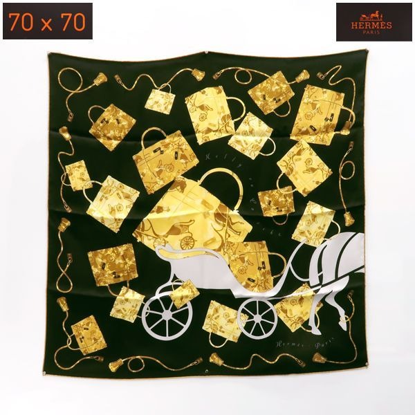 Hermes Kelly En Caleche 70 Kelly's Carriage Black Yellow Silk