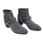Chanel Side Gore Ankle Boots Size 38 C Gray Suede Shoes — view 2