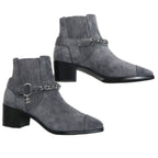 Chanel Side Gore Ankle Boots Size 38 C Gray Suede Shoes — view 3