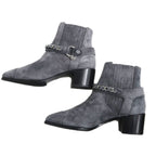 Chanel Side Gore Ankle Boots Size 38 C Gray Suede Shoes — view 4