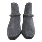 Chanel Side Gore Ankle Boots Size 38 C Gray Suede Shoes — view 5