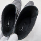 Chanel Side Gore Ankle Boots Size 38 C Gray Suede Shoes — view 7